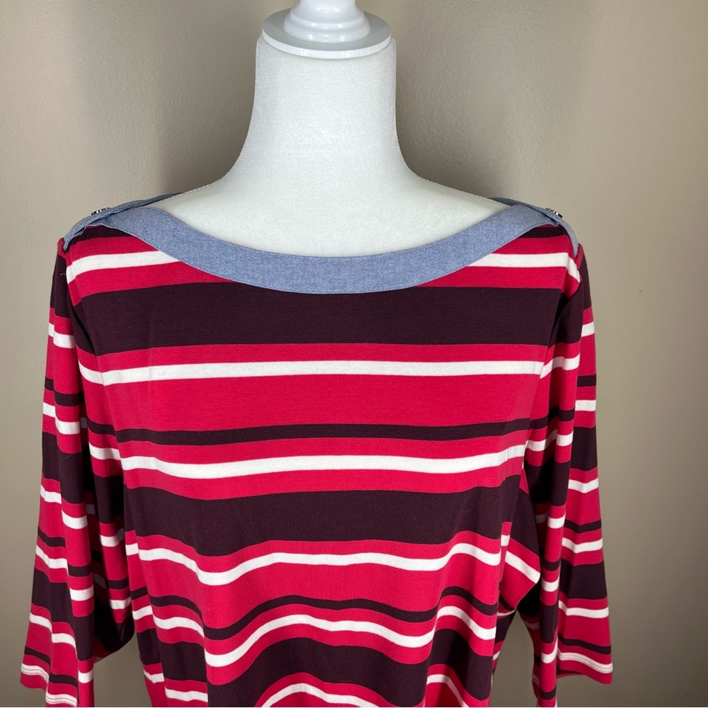 Tommy Hilfiger Women’s 100% Cotton 3/4 Sleeve Boat Neck Top Size 2X